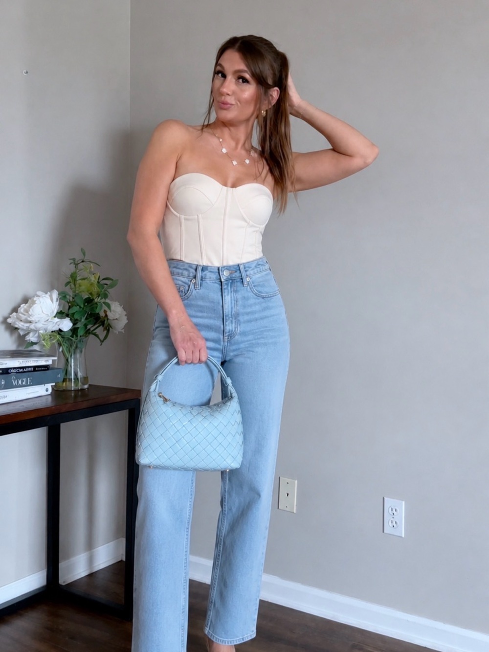 Cream Strapless Corset Top